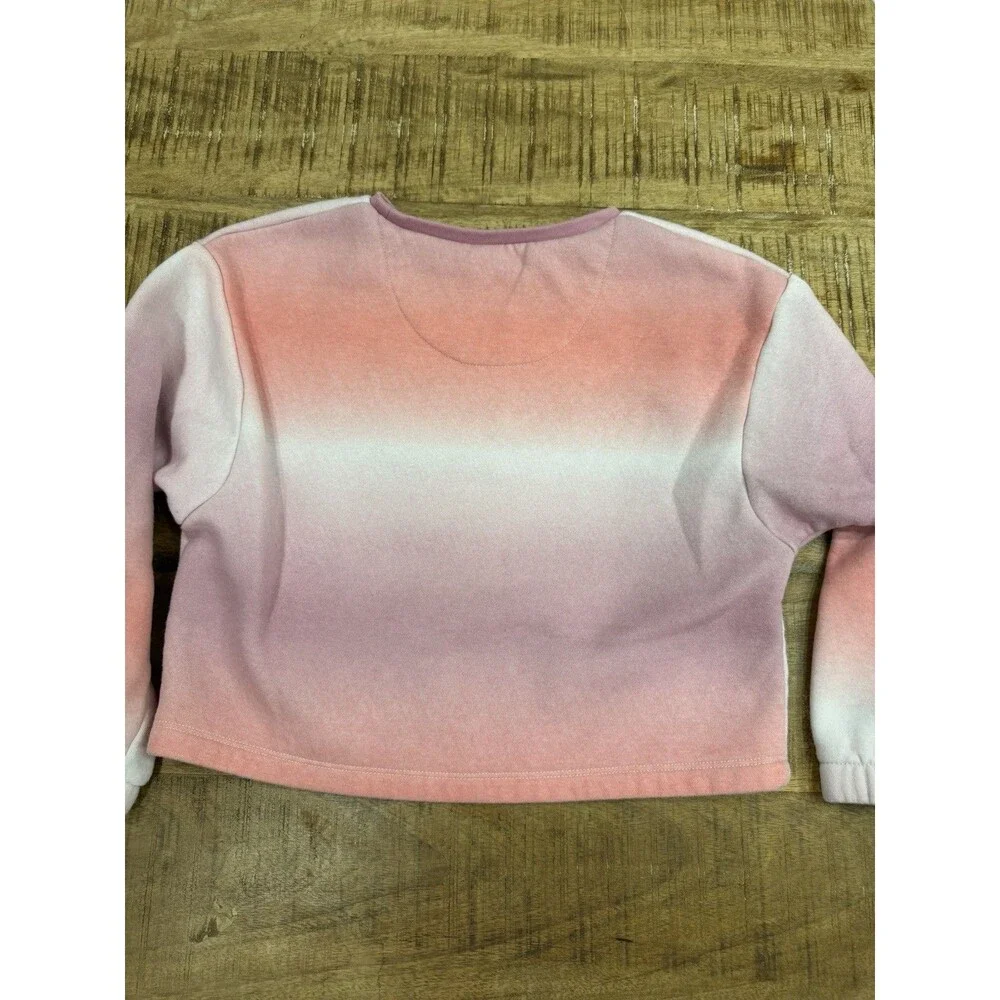 Nike Girls Sweatshirt Crop Pink Ombré‎ Size 6/7 MultiColor Swoosh Logo Youth